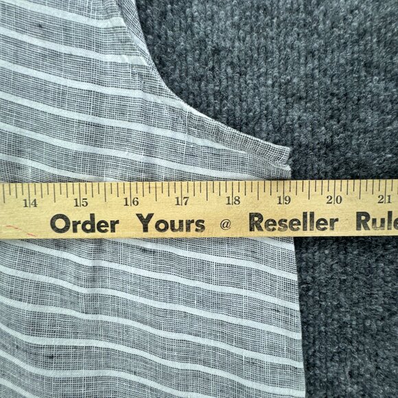 J.‎ Jill Love Linen Dress Womens Medium Gray White Stripe Sleeveless Midi Casual - Picture 13 of 15